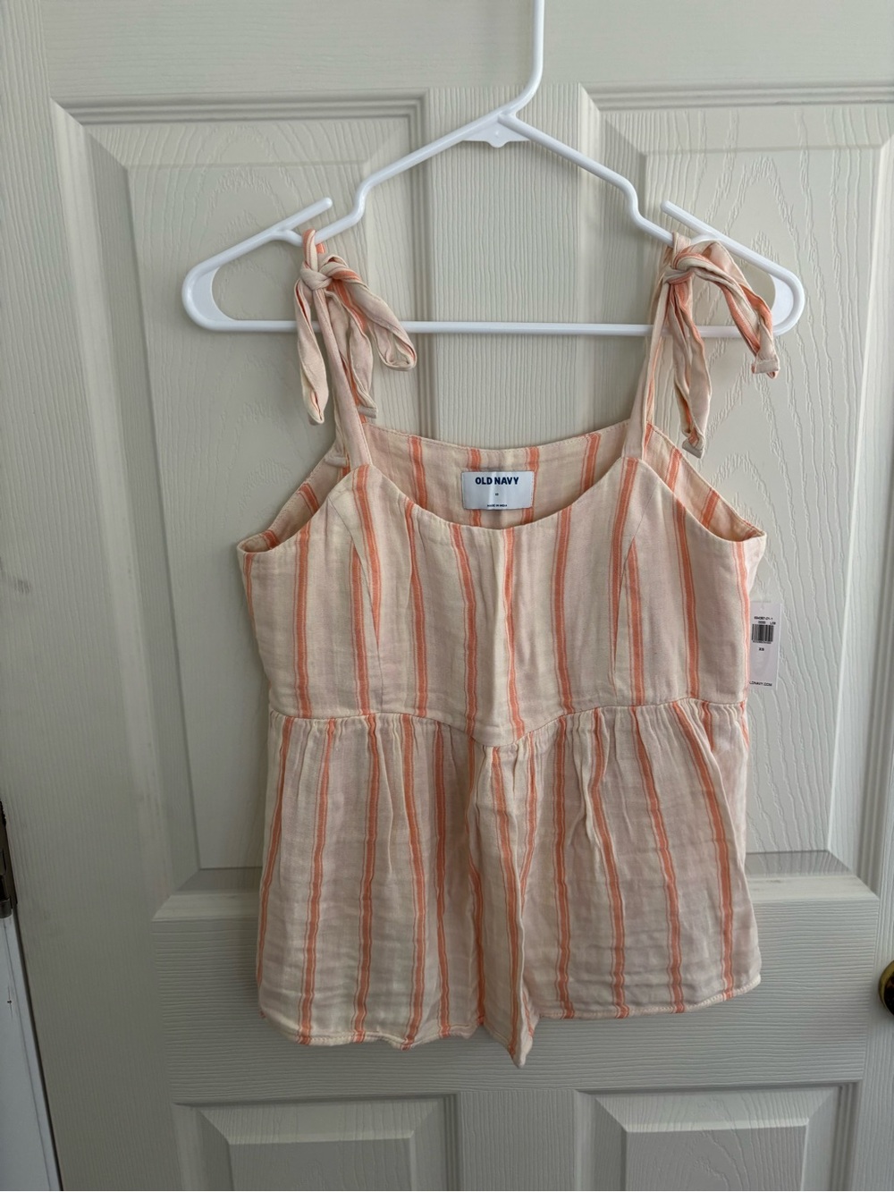 Old Navy Peach and Cream Striped Tie-Shoulder Cami